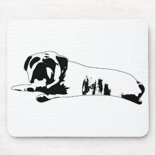 Grounded bulldog silhouette with clean contrast mouse pad