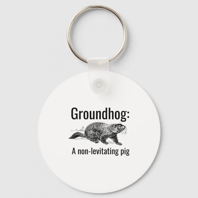 Groundhog A Non-levitating Pig Funny Pun Englieach Key Ring (Front)