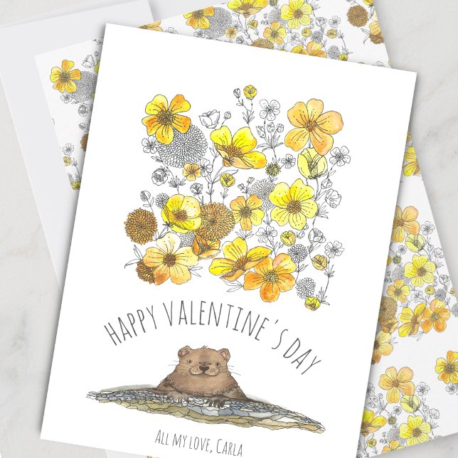 Groundhog and Buttercups Valentine's Day Holiday Card (Creator Uploaded)