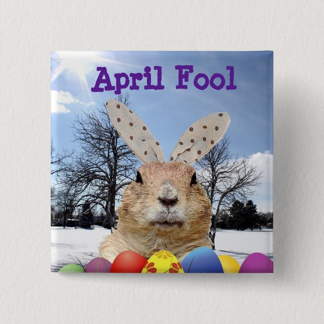 Groundhog April Fool Day 15 Cm Square Badge (Front)