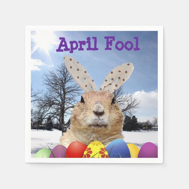 Groundhog April Fool Day Napkin (Front)