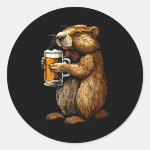 Groundhog Beer  Classic Round Sticker
