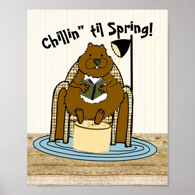 Groundhog Bookworm Waits for Spring Poster (Front)