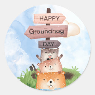 Groundhog classic round sticker