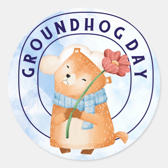 Groundhog  classic round sticker (Front)