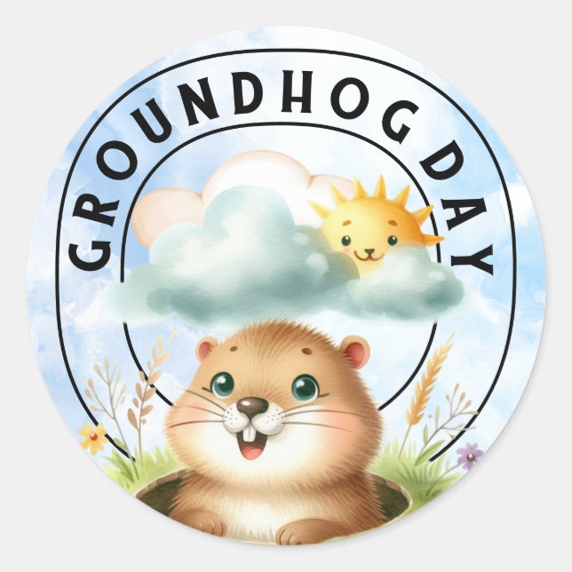 Groundhog Classic Round Sticker – Celebrate Ground (Front)