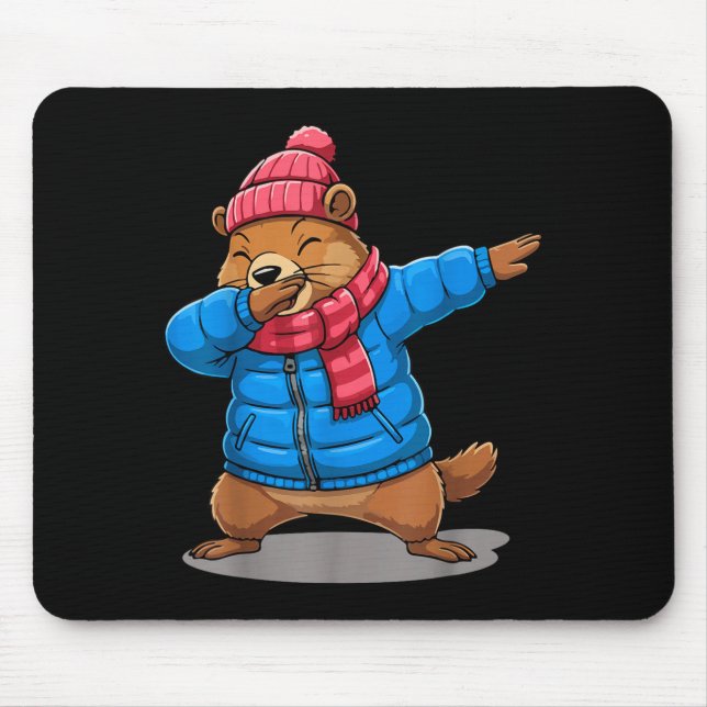 Groundhog Dabbing Groundhog Funny February 2 Groun Mouse Pad (Front)