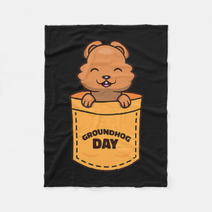 Groundhog Day 2023 Pocket Meme Funny Groundhog Lov Fleece Blanket