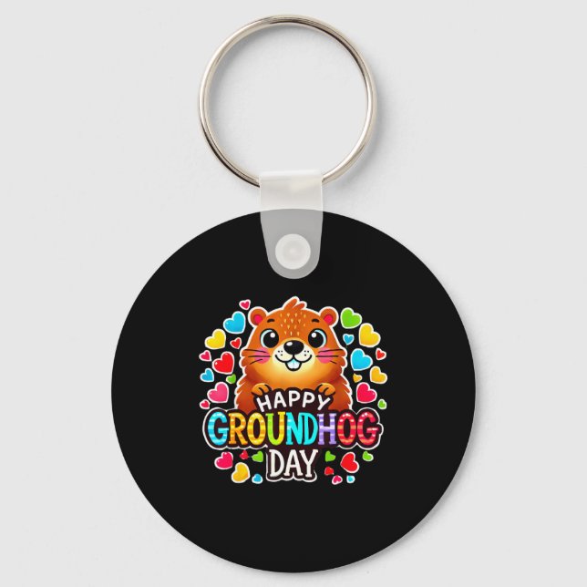 Groundhog Day 2025 Early Spring Prediction Great  Key Ring (Front)