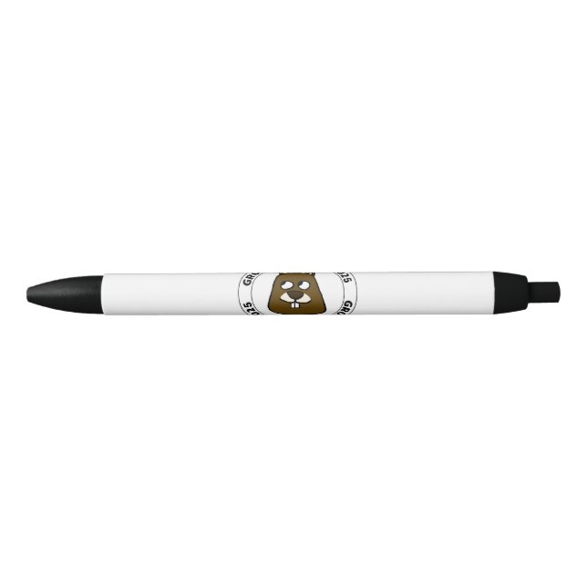 Groundhog Day 2025 with Groundhog face Black Ink Pen (Front)
