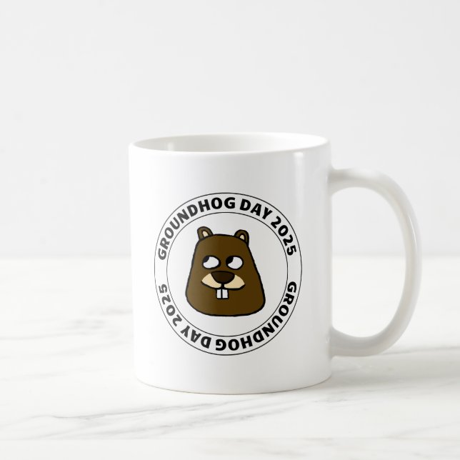 Groundhog Day 2025 with Groundhog face Coffee Mug (Right)