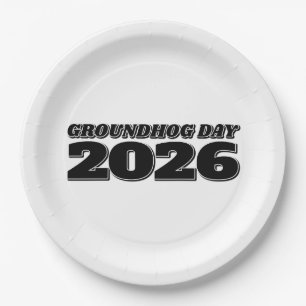 Groundhog Day 2026 Paper Plate