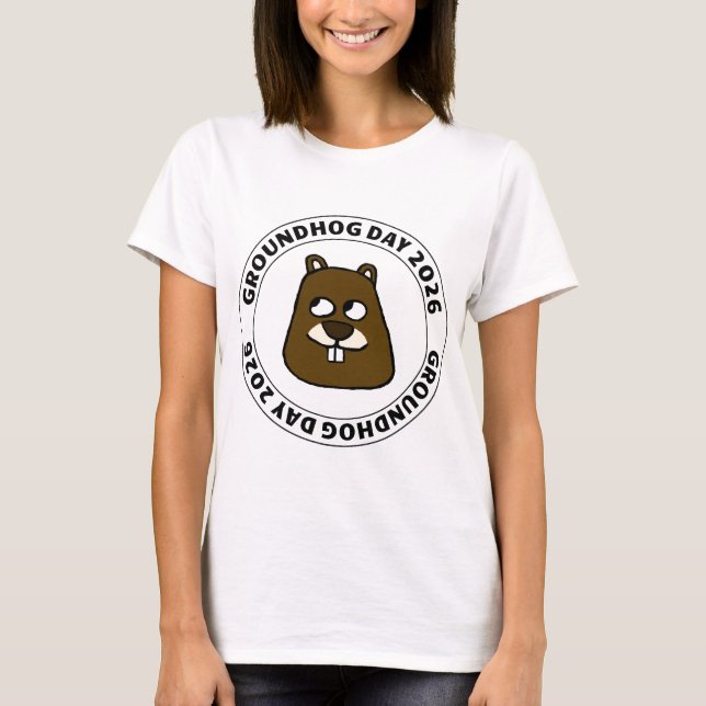 Groundhog Day 2026 with Groundhog face T-Shirt (Front)
