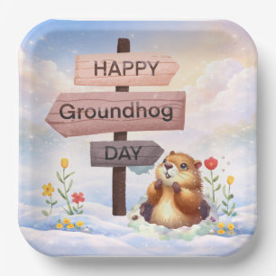 Groundhog day 22 February Paper Plate