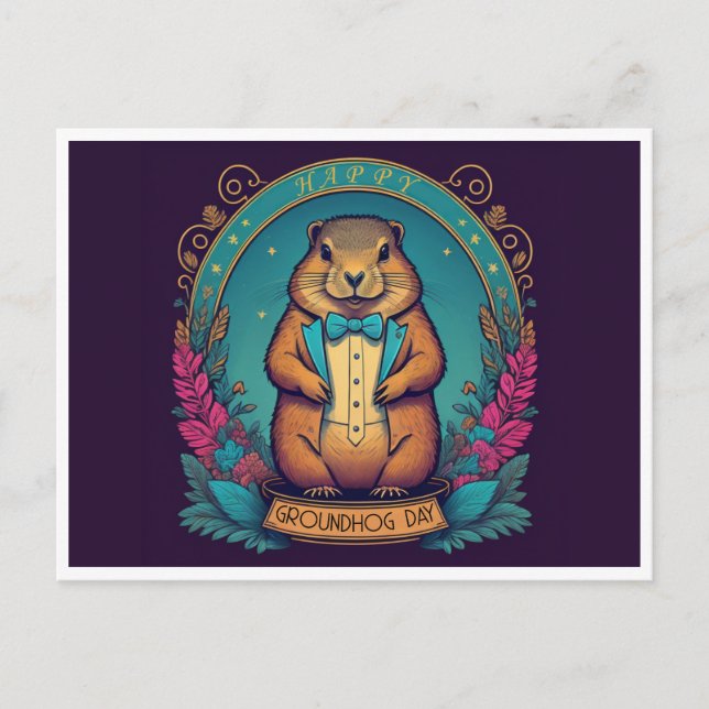 Groundhog Day A Celebration of Spring Postcard (Front)