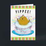 Groundhog Day Birthday Card<br><div class="desc">Funny groundhog day birthday card featuring a cartoon groundhog jumping out of a cake. Edit text to add his or her name.</div>