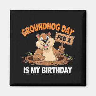 Groundhog Day Birthday Celebration Holiday Humor Magnet