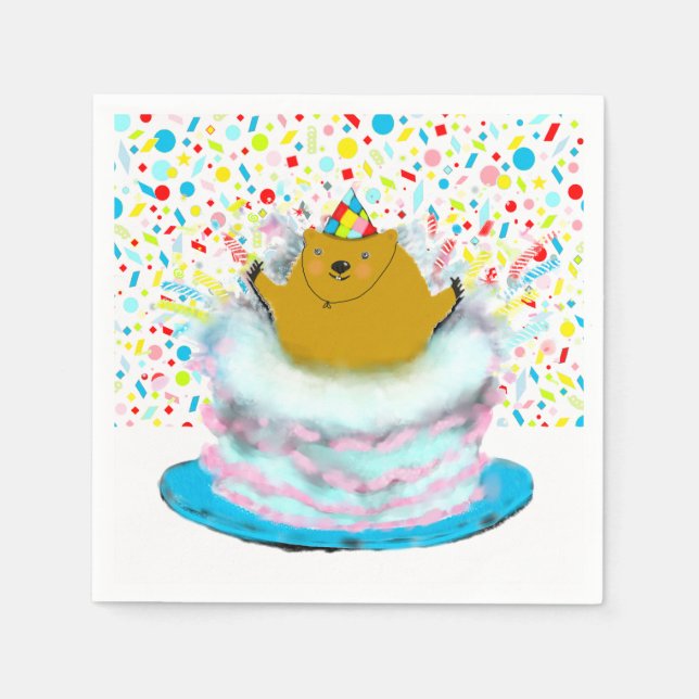 Groundhog Day Birthday Napkin (Front)
