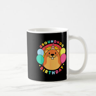 Groundhog Day Birthday Party Hat Balloons Retro 60 Coffee Mug