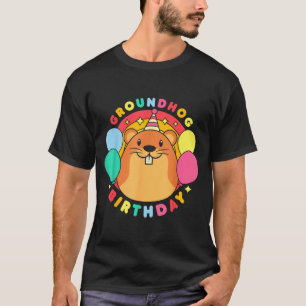 Groundhog Day Birthday Party Hat Balloons Retro 60 T-Shirt