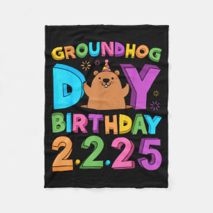 Groundhog Day Birthday Party Hat Retro 60s 70s 80s Fleece Blanket