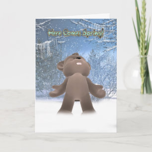 Groundhog Day Card - Here Comes Spring