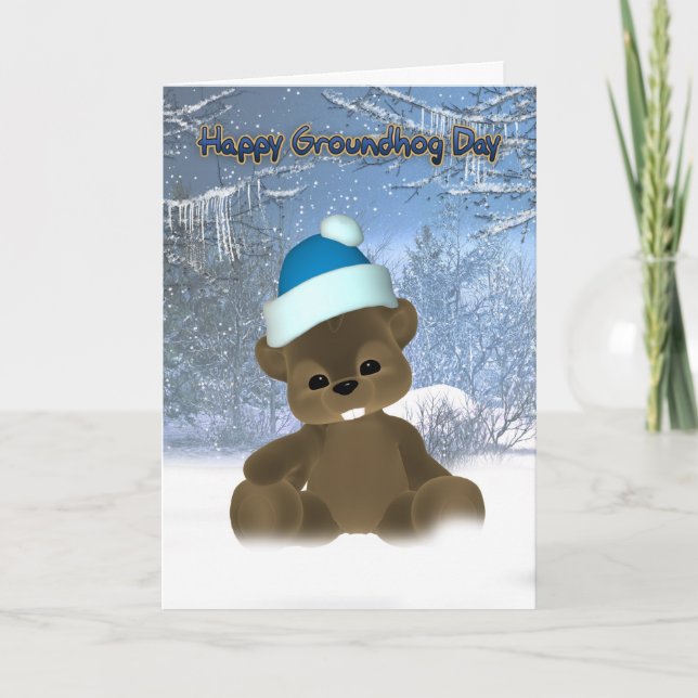 Groundhog Day Card - Here's To An Early Spring (Front)