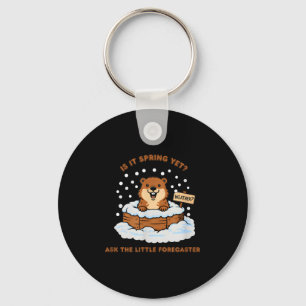 Groundhog Day Cartoon Weather Quote Funny Design Key Ring