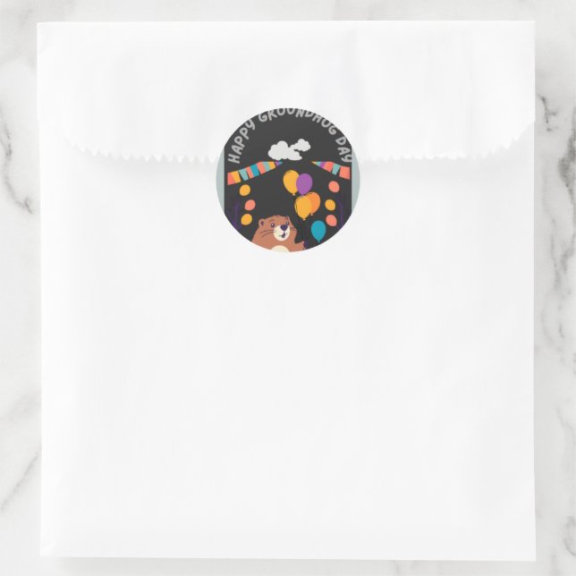 Groundhog Day Celebration: Shadow or Shine? Classic Round Sticker (Bag)