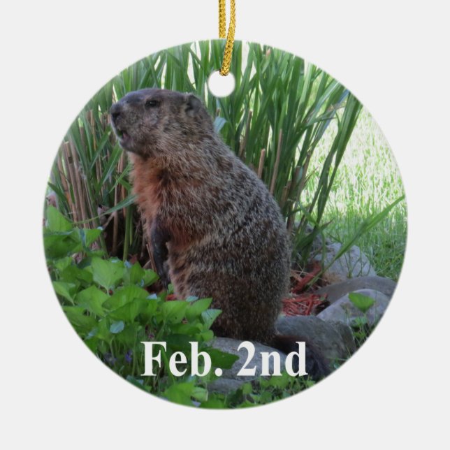 Groundhog Day Ceramic Ornament (Front)