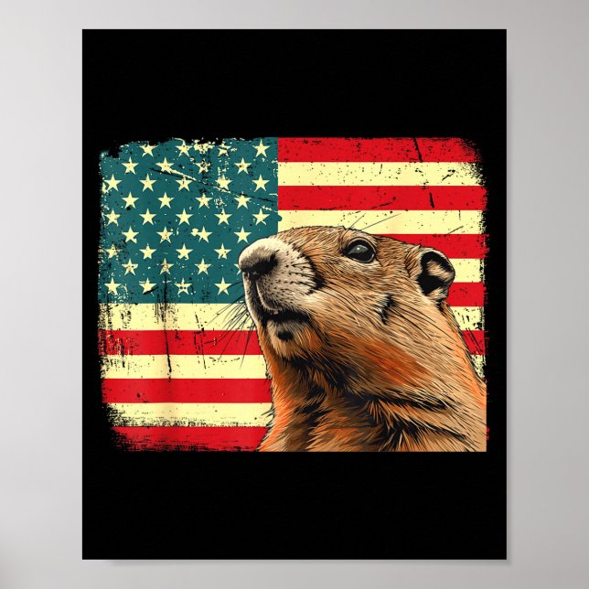 Groundhog Day Decorations 2025 Us Flag Groundhog D (Front)
