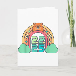 Groundhog Day February 2 2025 Women Retro Rainbow  Card