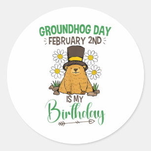 Groundhog Day February 2nd Is My Birthday Classic Round Sticker