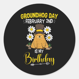 Groundhog Day February 2nd Is My Birthday Classic Round Sticker