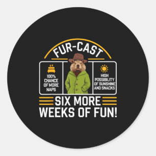 Groundhog Day Forecast Pun Sarcasm Funny Women Men Classic Round Sticker