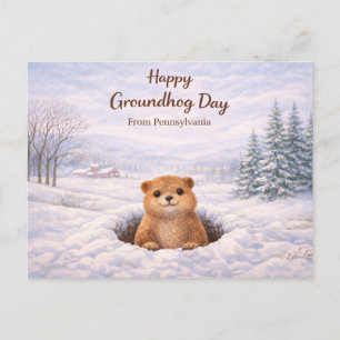 Groundhog Day from Pennsylvania Holiday Postcard