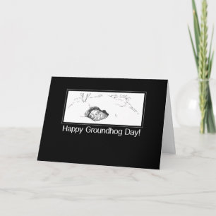 Groundhog Day From Secret Pal Black and White Card