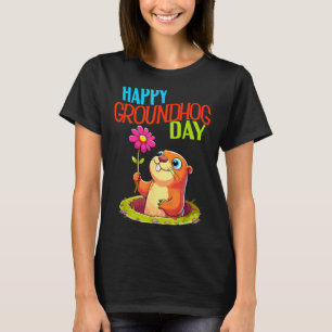 Groundhog Day Funny Marmot With Flower Shade T-Shirt