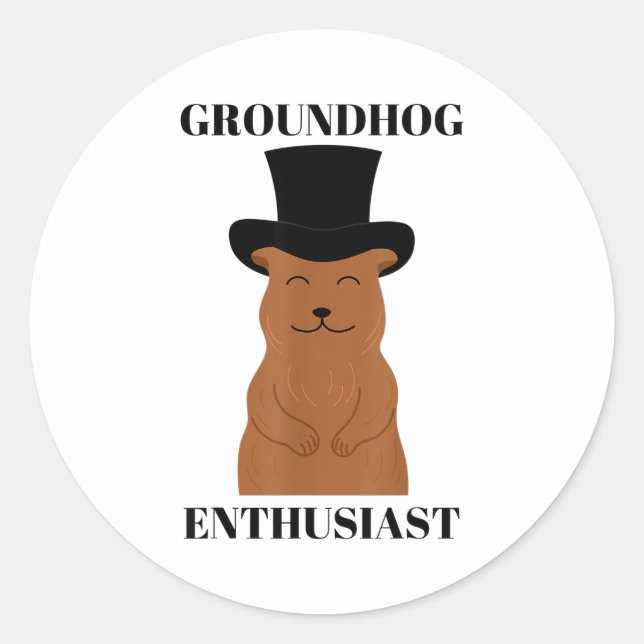Groundhog Day Funny Shadow Winter Spring Groundhog Classic Round Sticker (Front)