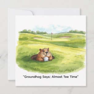 Groundhog Day Golfer Winter Golf Holiday Card