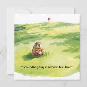 Groundhog Day Golfer Winter Golf Holiday Card
