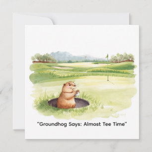 Groundhog Day Golfer Winter Golf Holiday Card