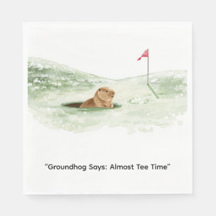 Groundhog Day Golfer Winter Golf Holiday Napkin