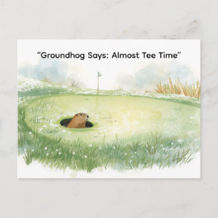 Groundhog Day Golfer Winter Golf Holiday Postcard