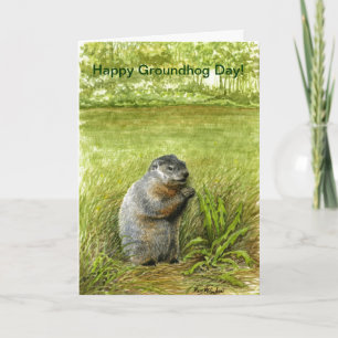 Groundhog Day greeting card