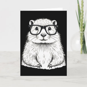 Groundhog Day Groundhog In Gles Cute Animal Woodch Card