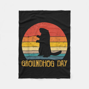 Groundhog Day Groundhogs Funny Rodent Animal Lover Fleece Blanket