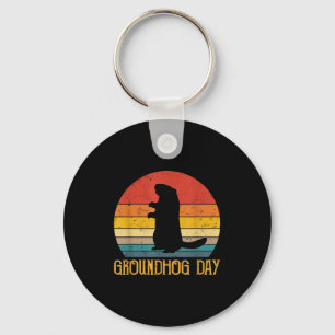 Groundhog Day Groundhogs Funny Rodent Animal Lover Key Ring