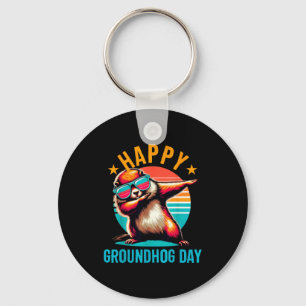 Groundhog Day Happy Dabbing Ground Hog Kids Funny Key Ring
