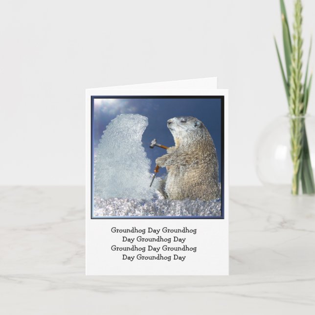 Groundhog Day Ice Sculpture Card (Front)
